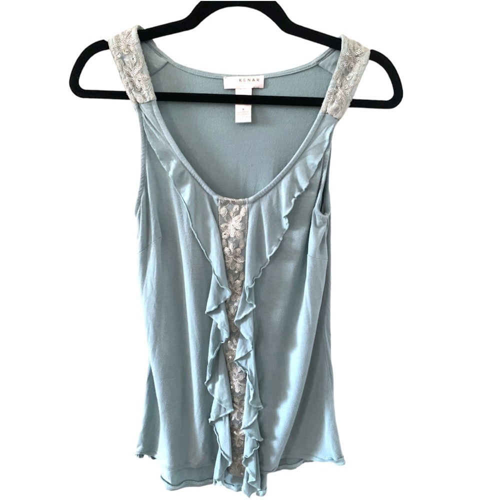 Kenar Sea-foam Sequin Top | Small